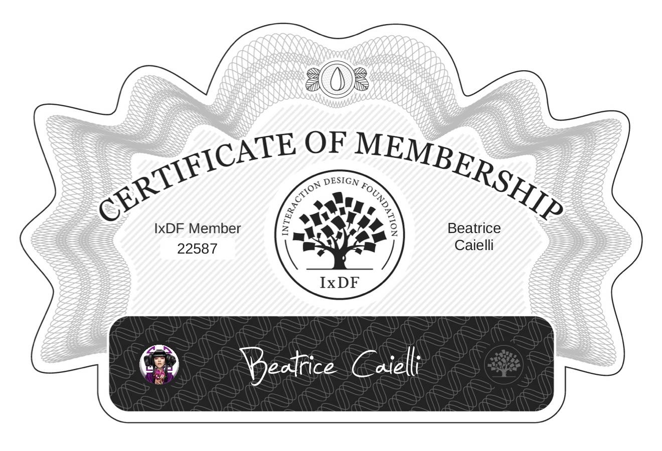 Certificate of Membership – Beatrice Caielli