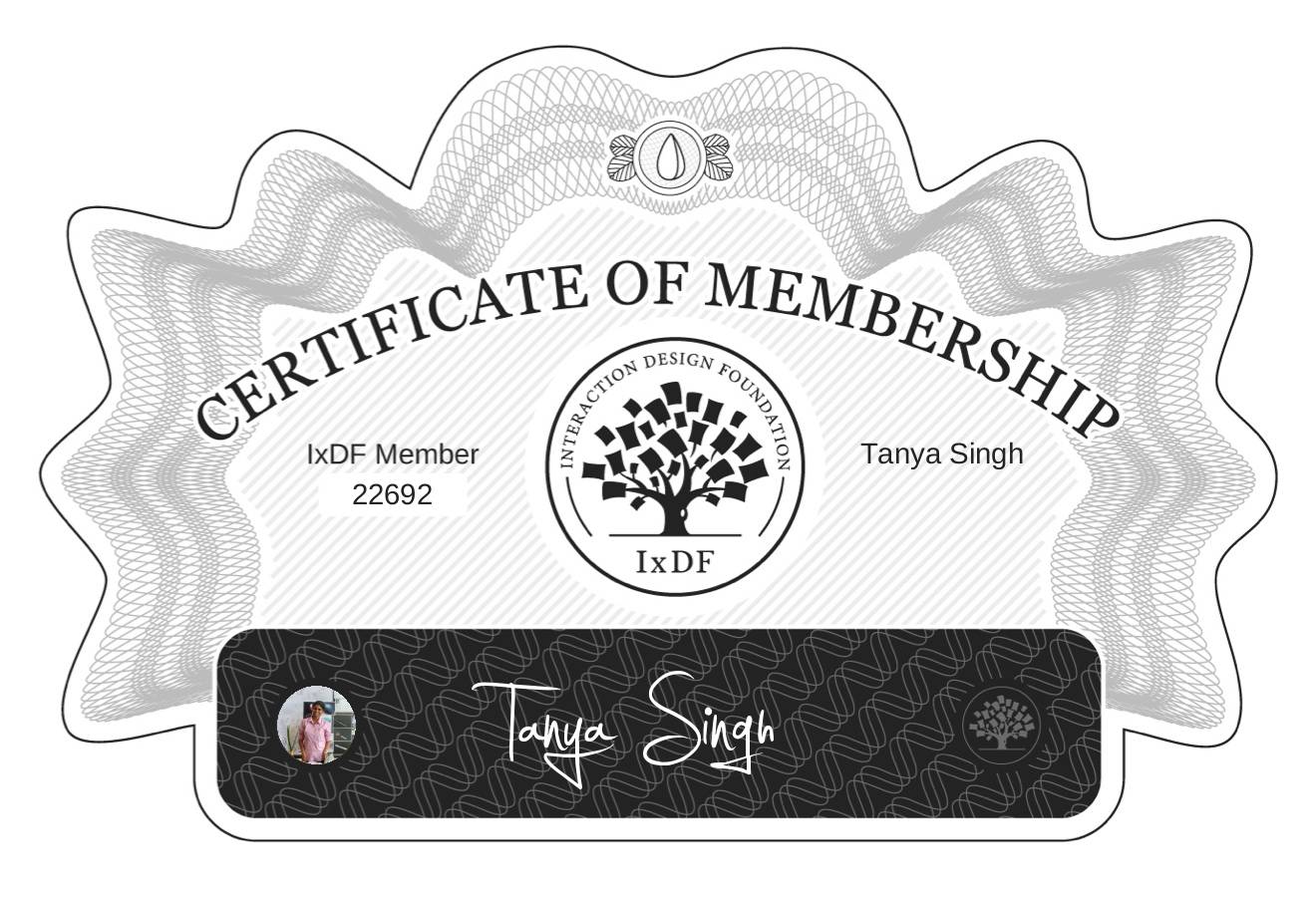 Certificate of Membership – Tanya Singh