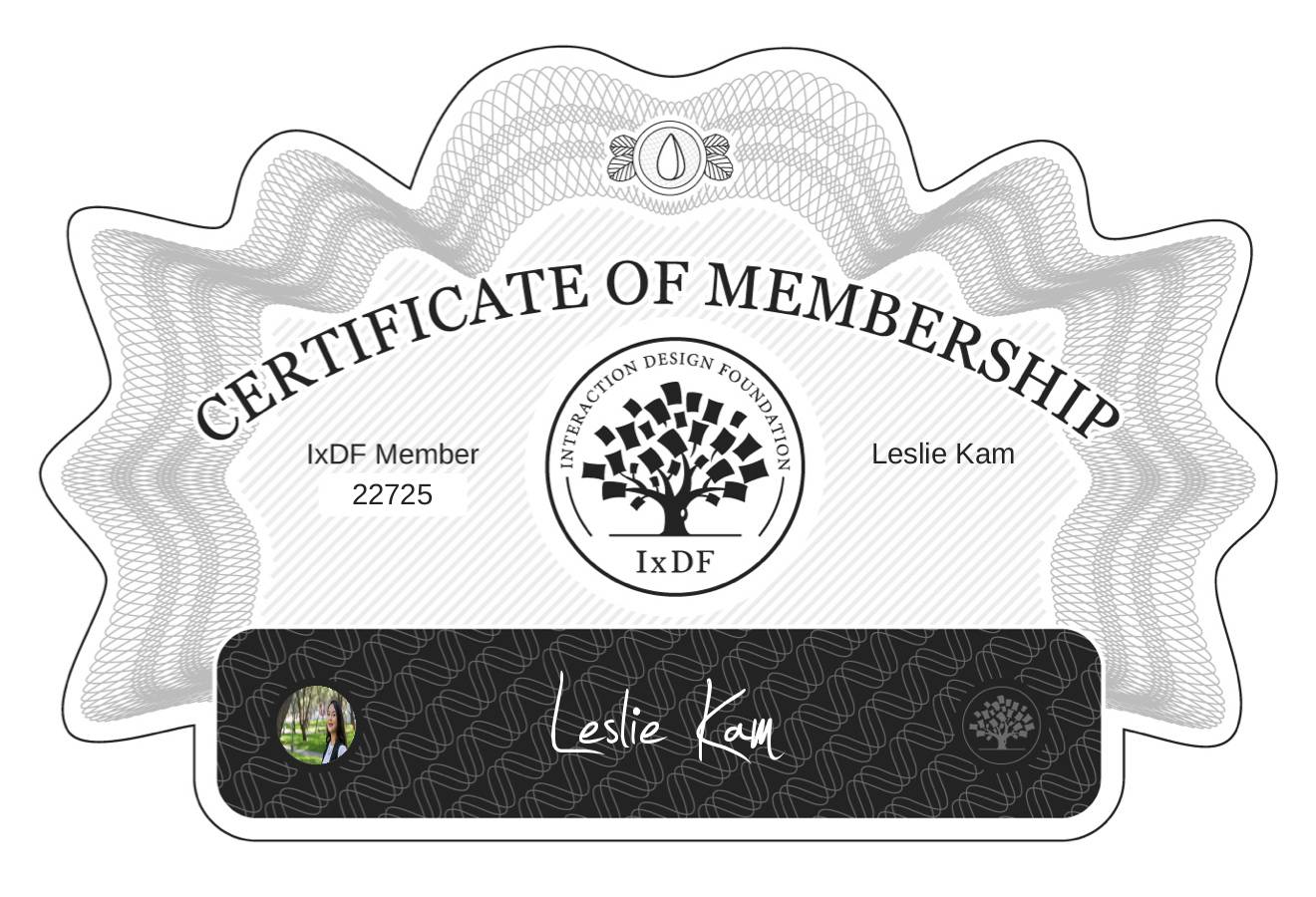 Certificate of Membership – Leslie Kam
