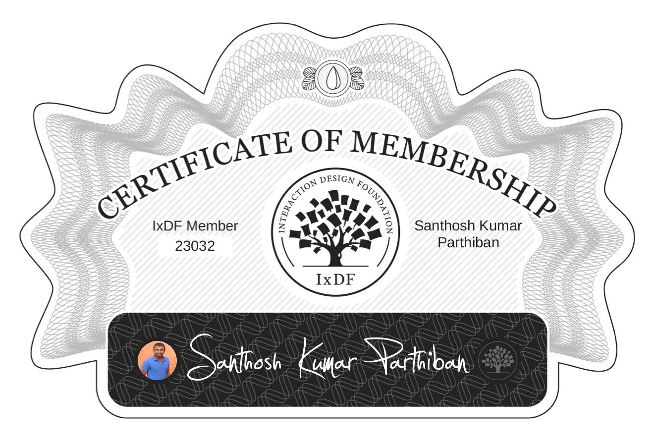 Certificate of Membership – Santhosh Kumar Parthiban