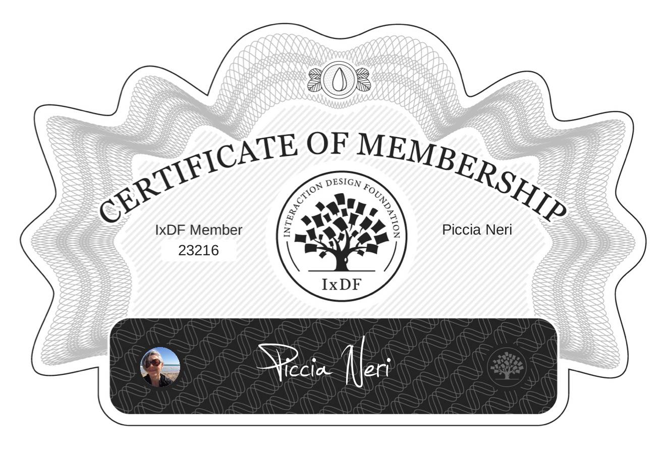 Certificate of Membership – Piccia Neri