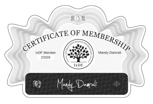 Certificate of Membership – Mandy Damrali