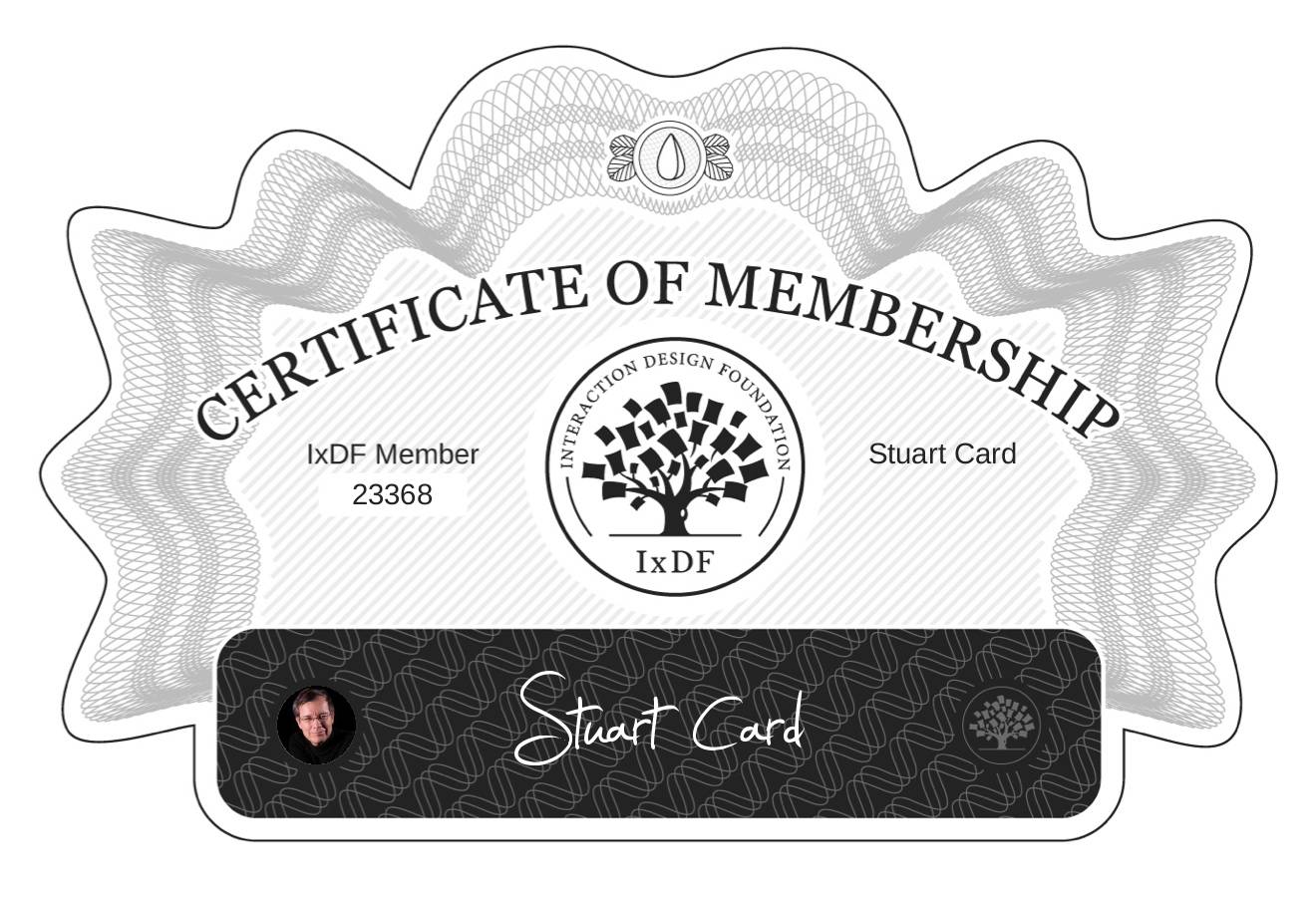 Certificate of Membership – Stuart Card