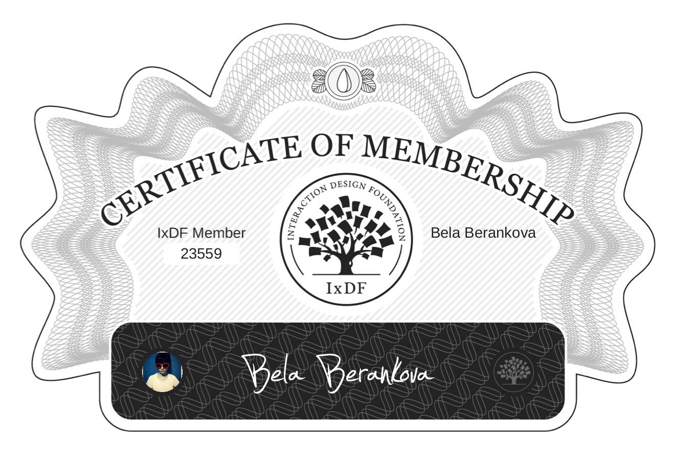Certificate of Membership – Běla Beránková