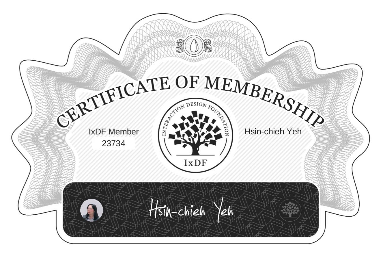 Certificate of Membership – Hsin-chieh Yeh