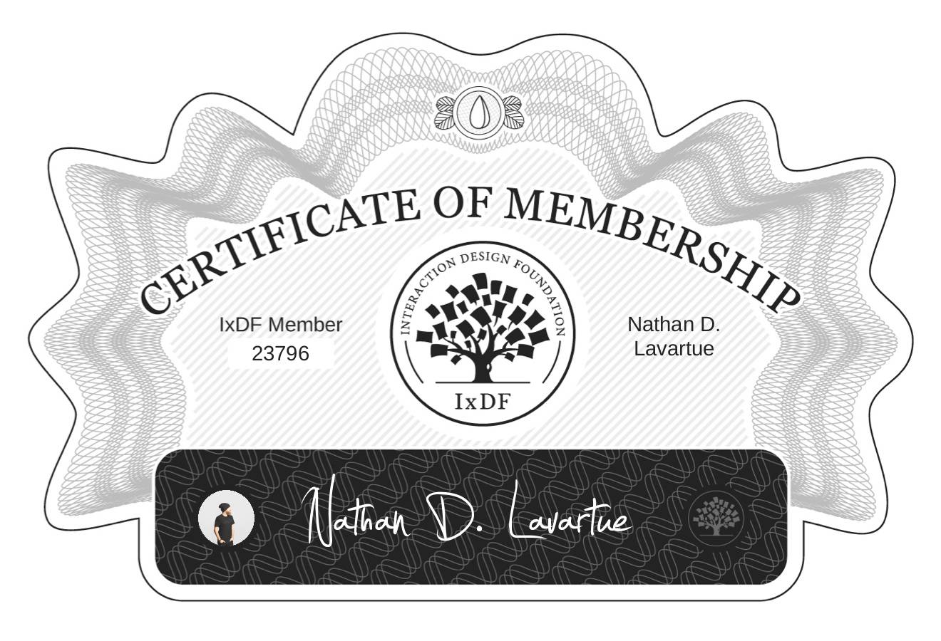 Certificate of Membership – Nathan D. Lavartue