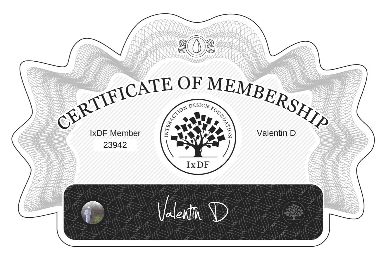 Certificate of Membership – Valentin D