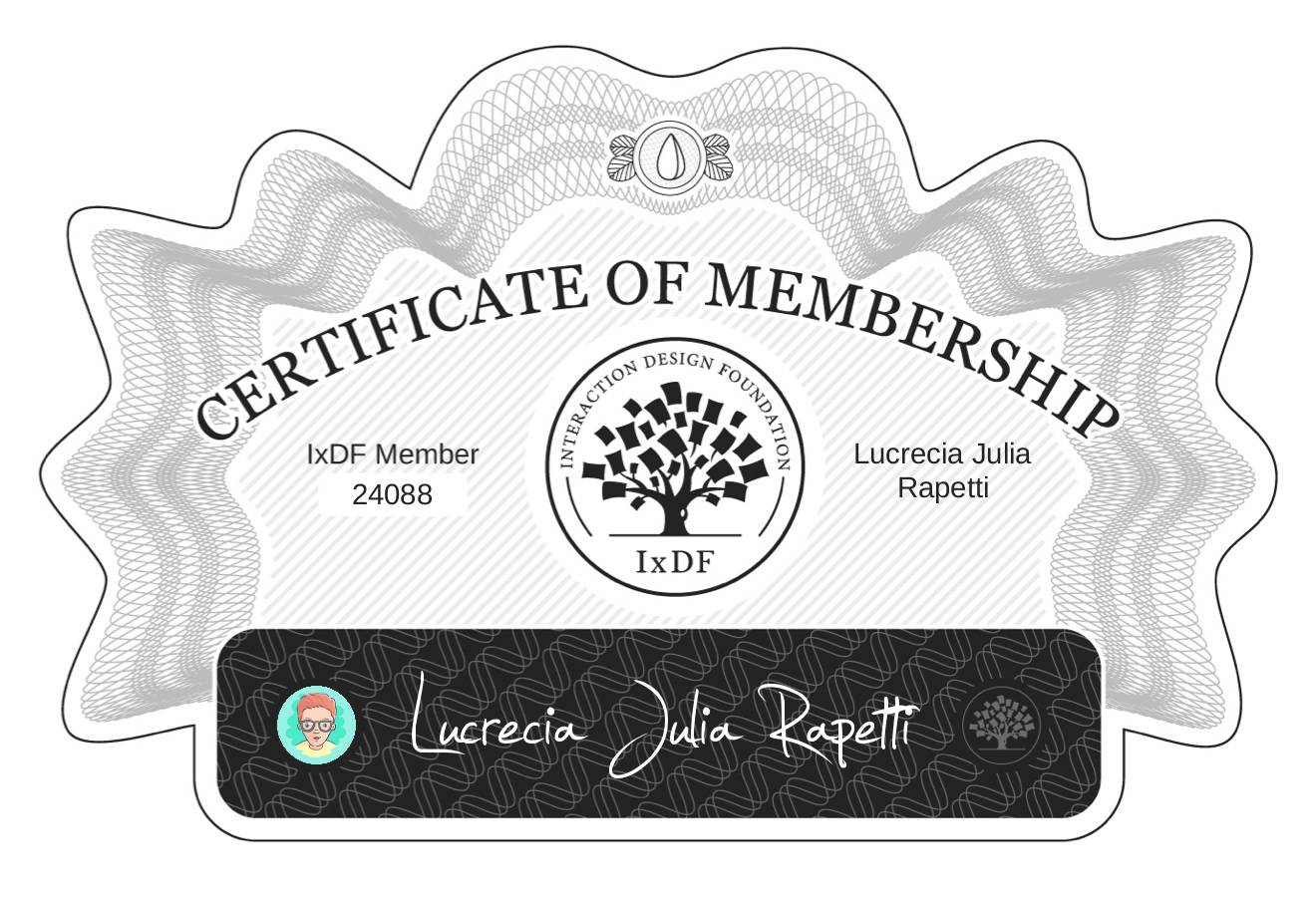 Certificate of Membership – Lucrecia Julia Rapetti