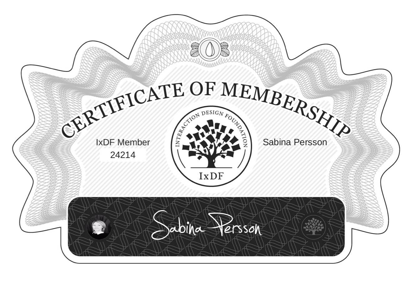 Certificate of Membership – Sabina Persson