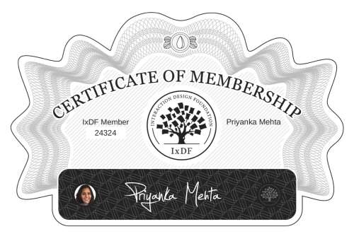 Certificate of Membership – Priyanka Mehta