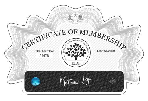 Certificate of Membership – Matthew Kitt