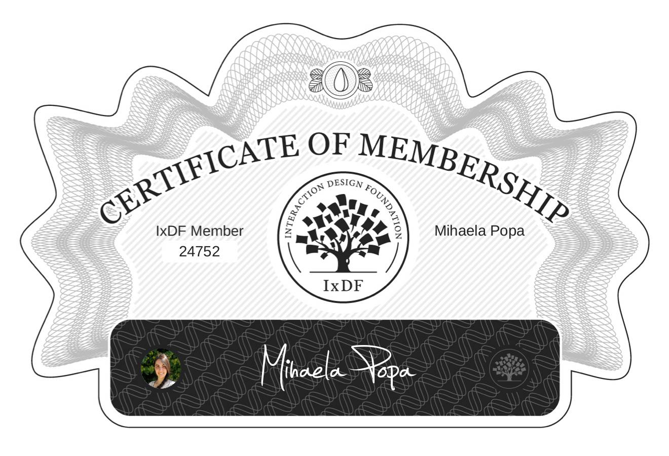 Certificate of Membership – Mihaela Popa