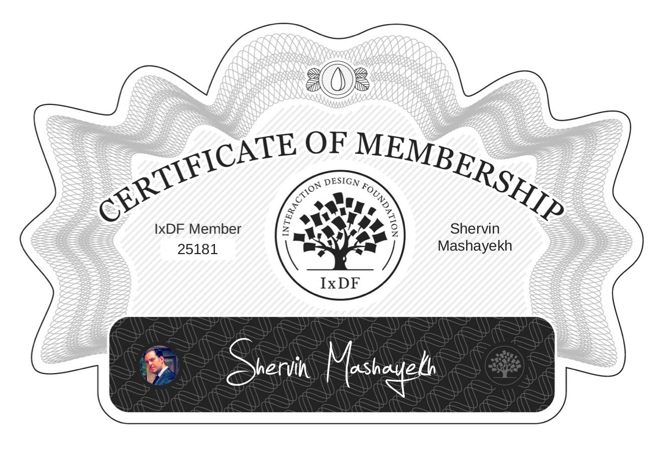 Certificate of Membership – Shervin Mashayekh