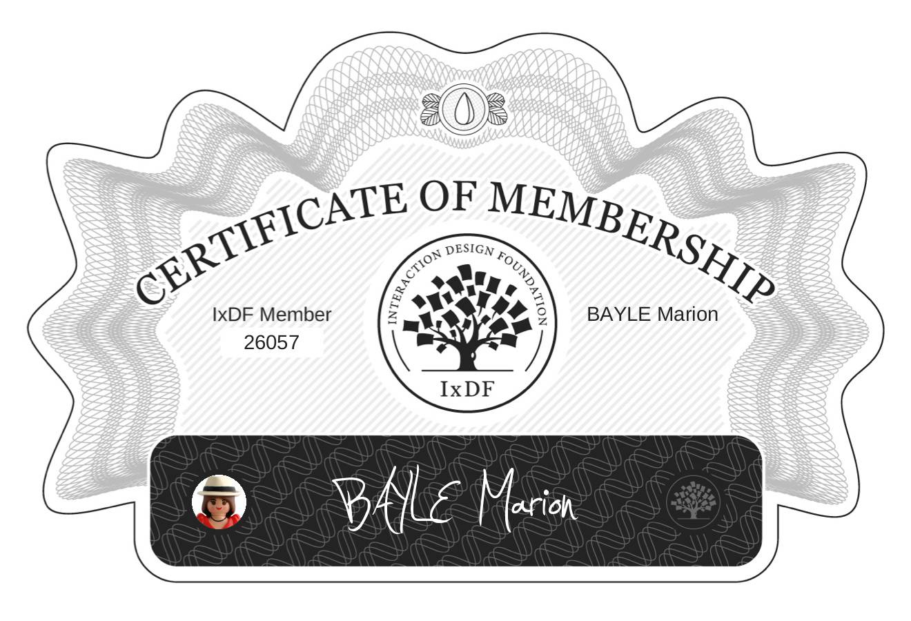Certificate of Membership – BAYLÉ Marion