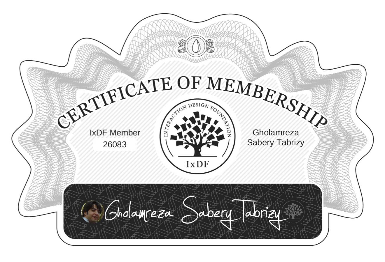 Certificate of Membership – Gholamreza Sabery Tabrizy