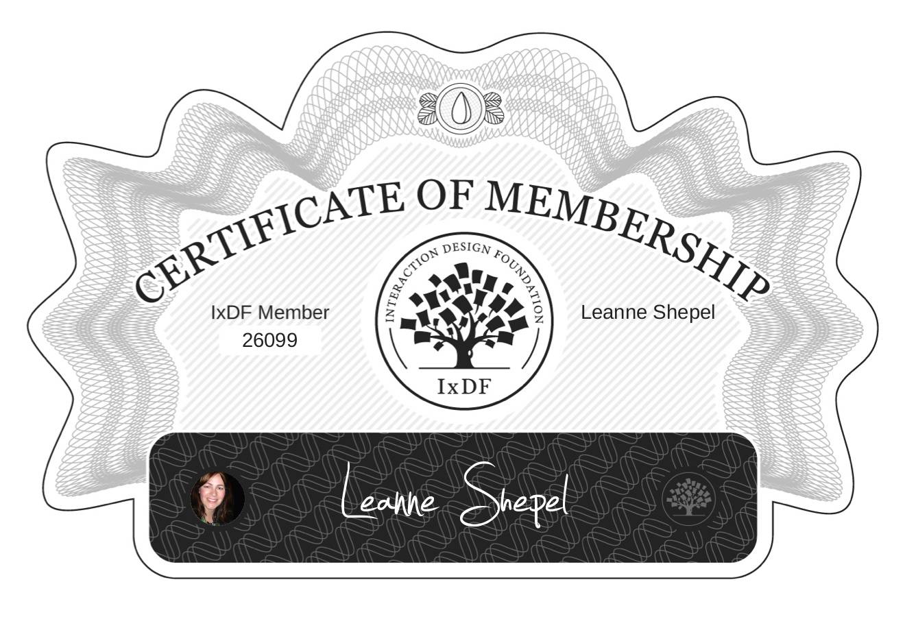 Certificate of Membership – Leanne Shepel