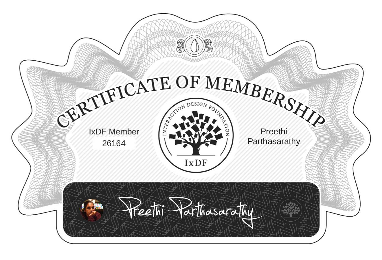 Certificate of Membership – Preethi Parthasarathy