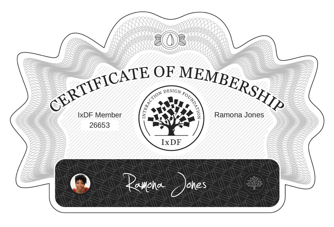 Certificate of Membership – Ramona Jones