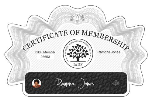 Certificate of Membership – Ramona Jones