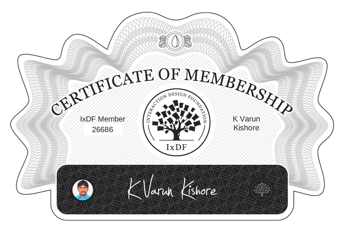 Certificate of Membership – K Varun Kishore