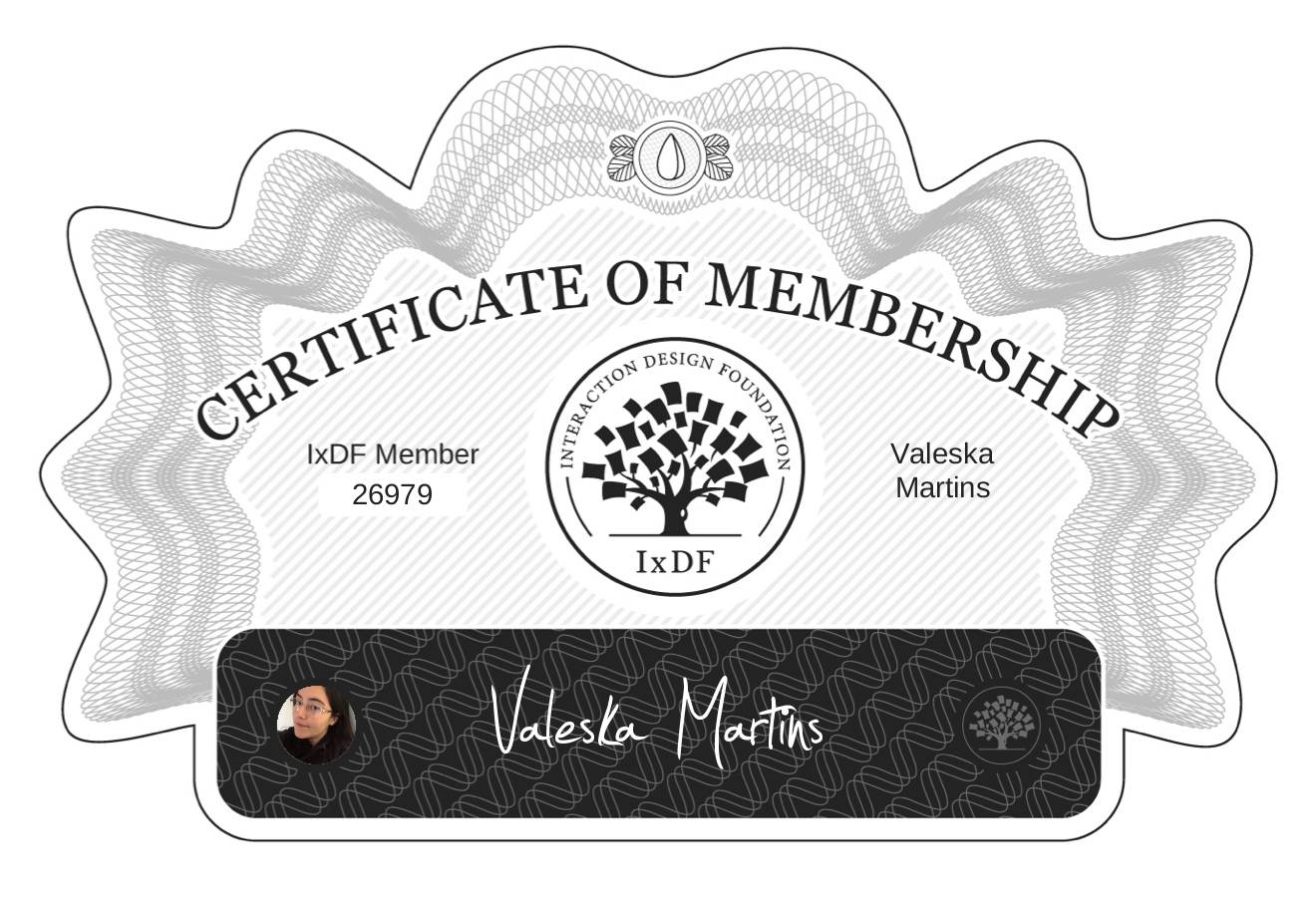 Certificate of Membership – Valeska Martins