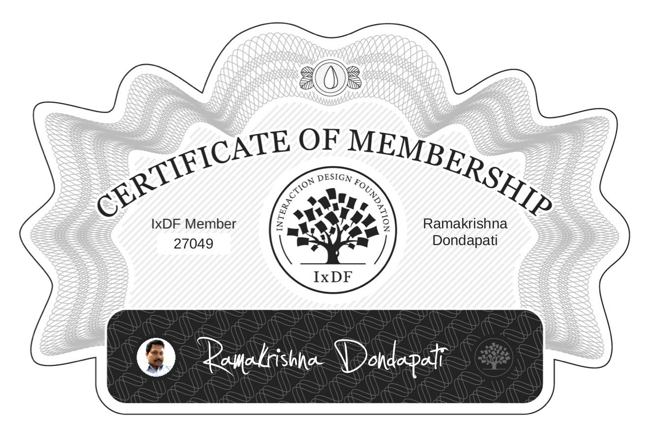 Certificate of Membership – Ramakrishna Dondapati