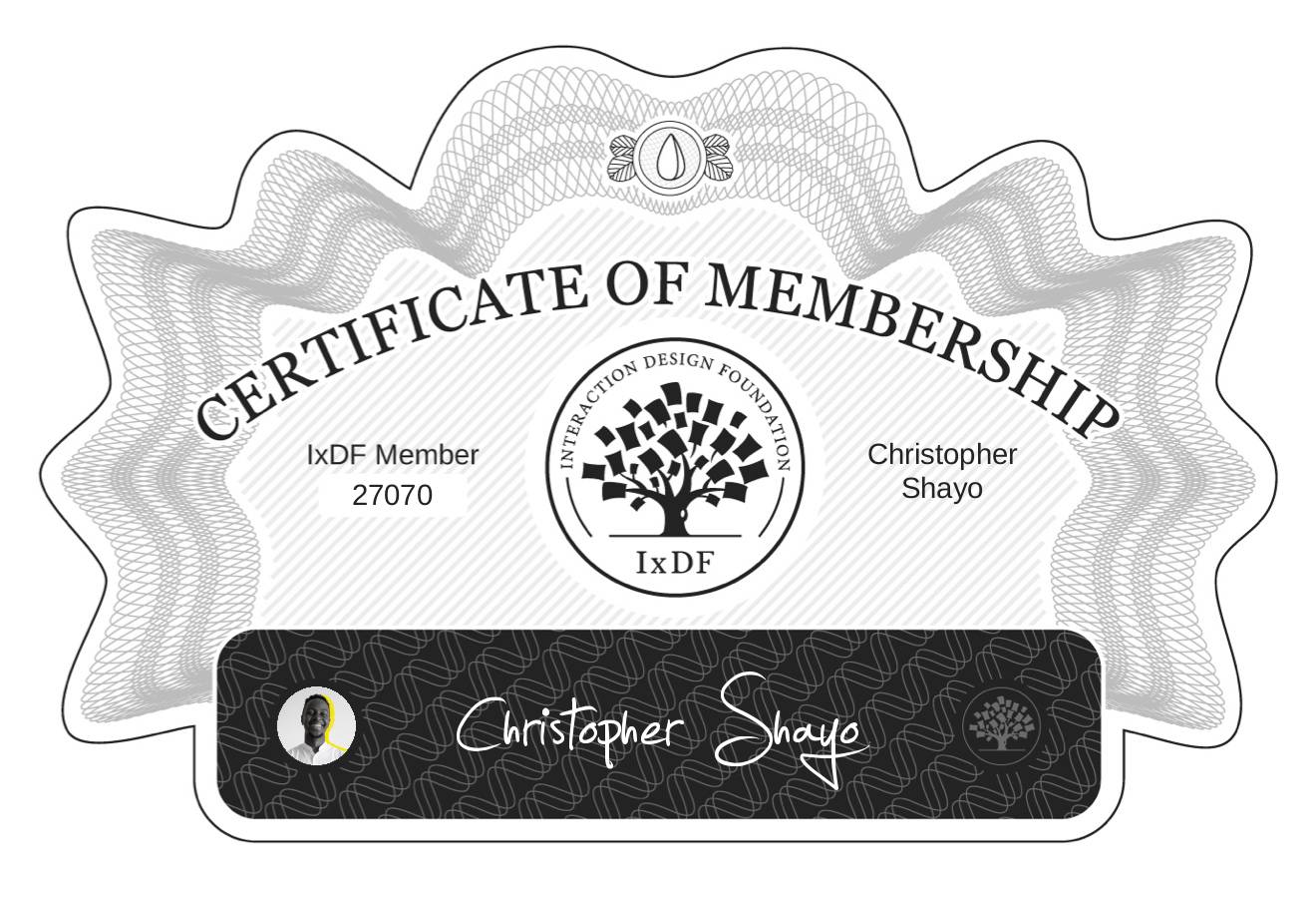 Certificate of Membership – Christopher Shayo