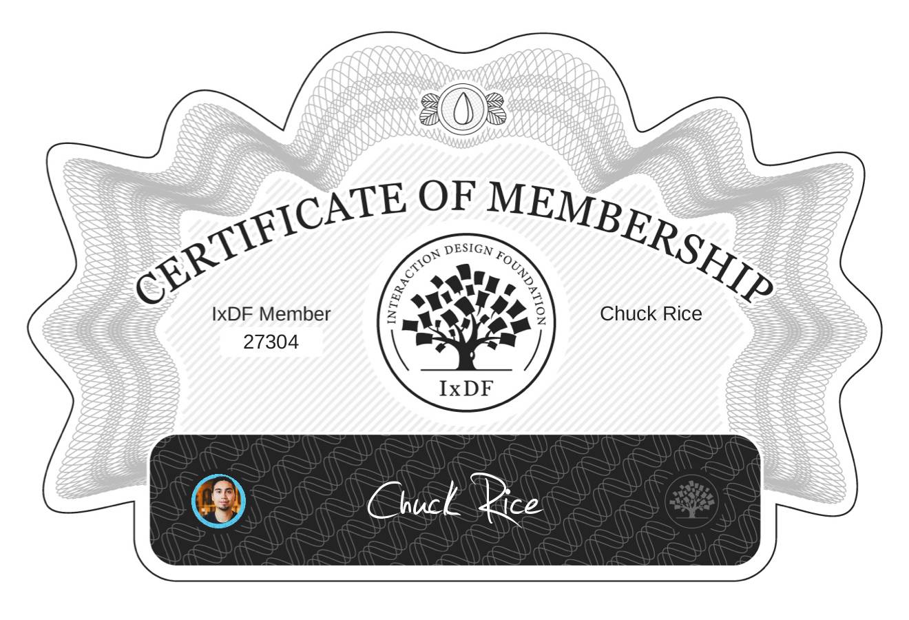 Certificate of Membership – Chuck Rice