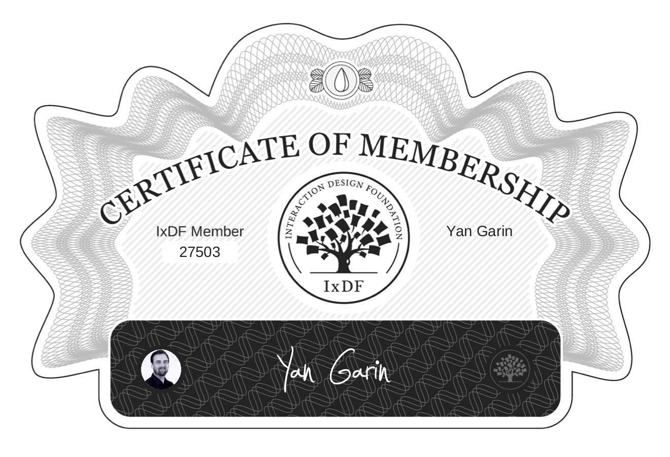 Certificate of Membership – Yan Garin