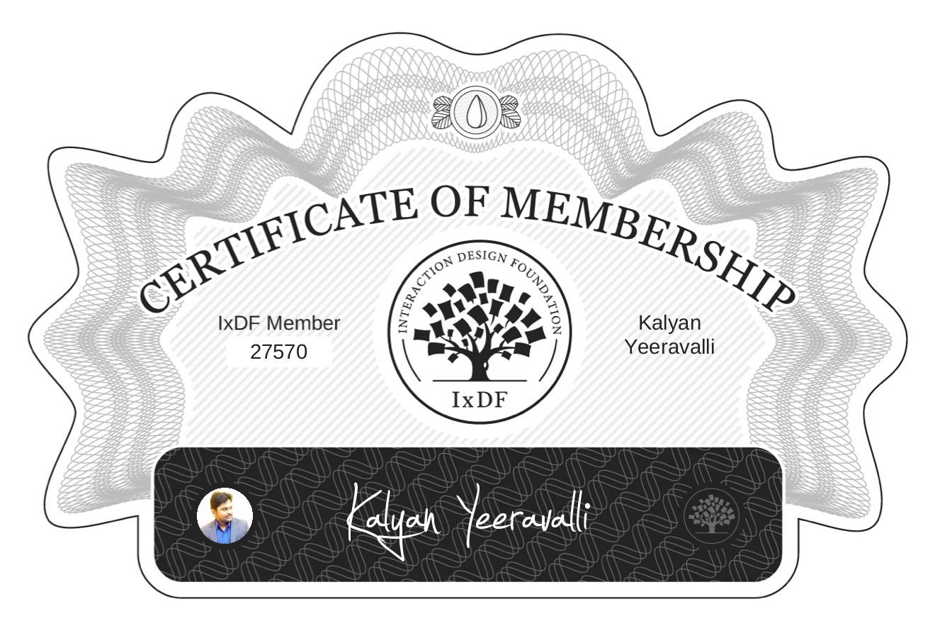 Certificate of Membership – Kalyan Yeeravalli