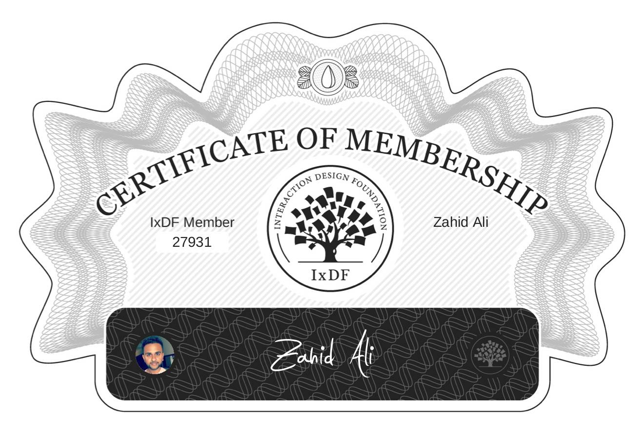 Certificate of Membership – Zahid Ali