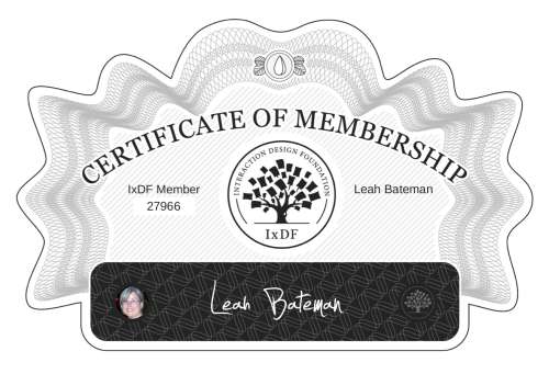 Certificate of Membership – Leah Bateman