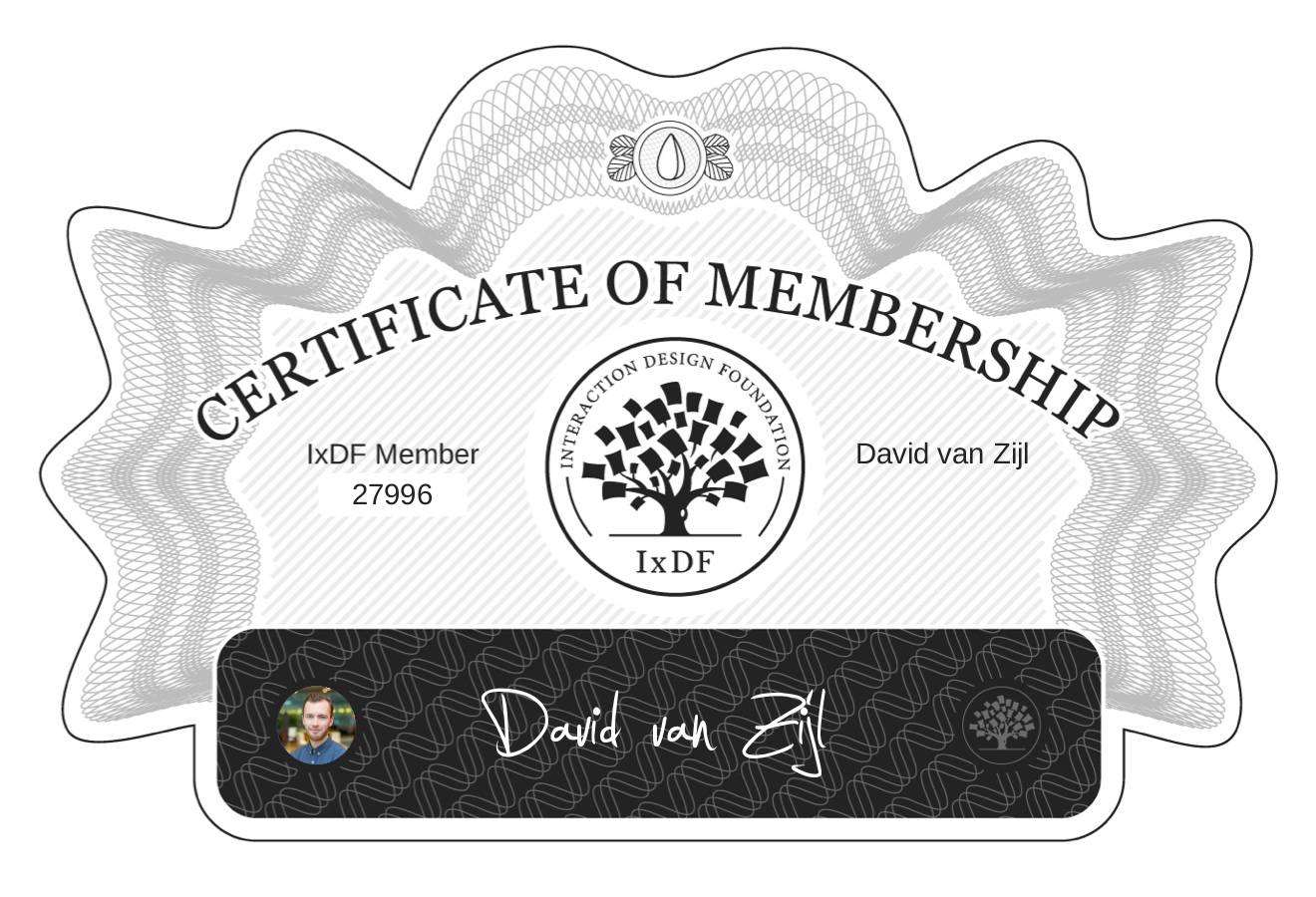 Certificate of Membership – David van Zijl