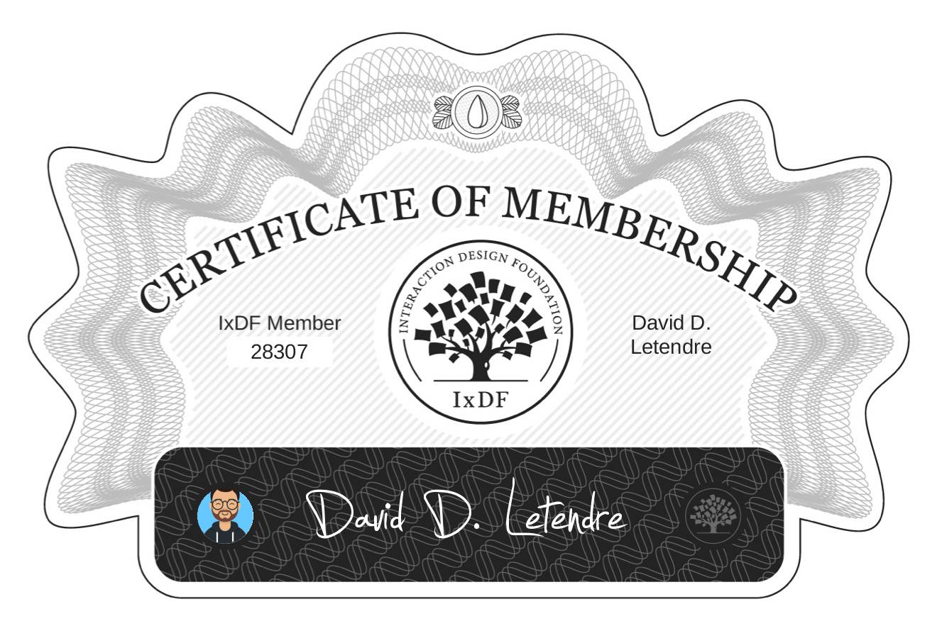 Certificate of Membership – David D. Letendre