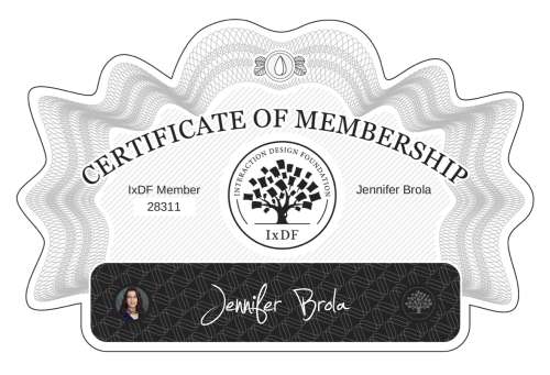Certificate of Membership – Jennifer Brola