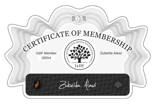 Certificate of Membership – Zubeida Alawi