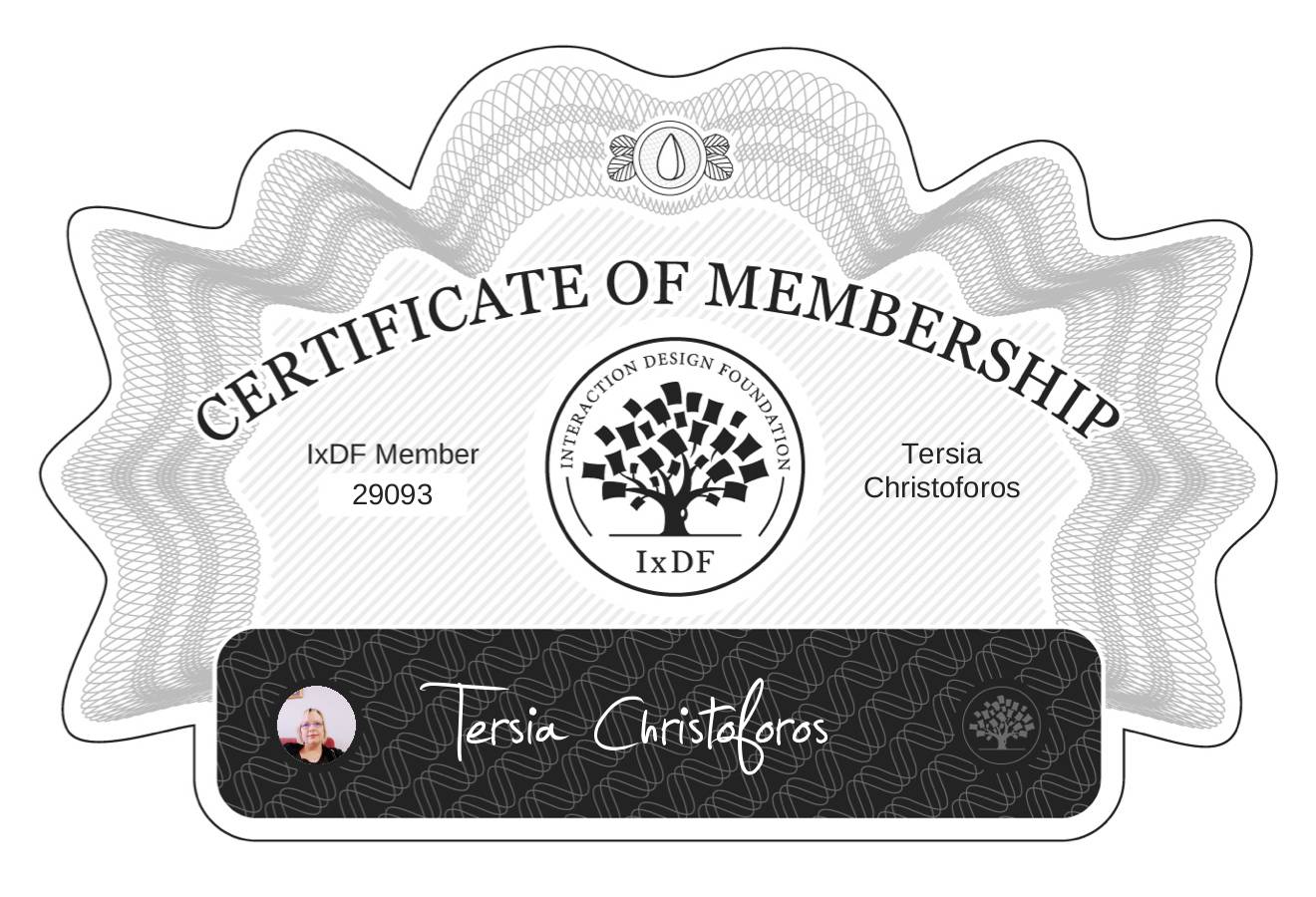 Certificate of Membership – Tersia Christoforos