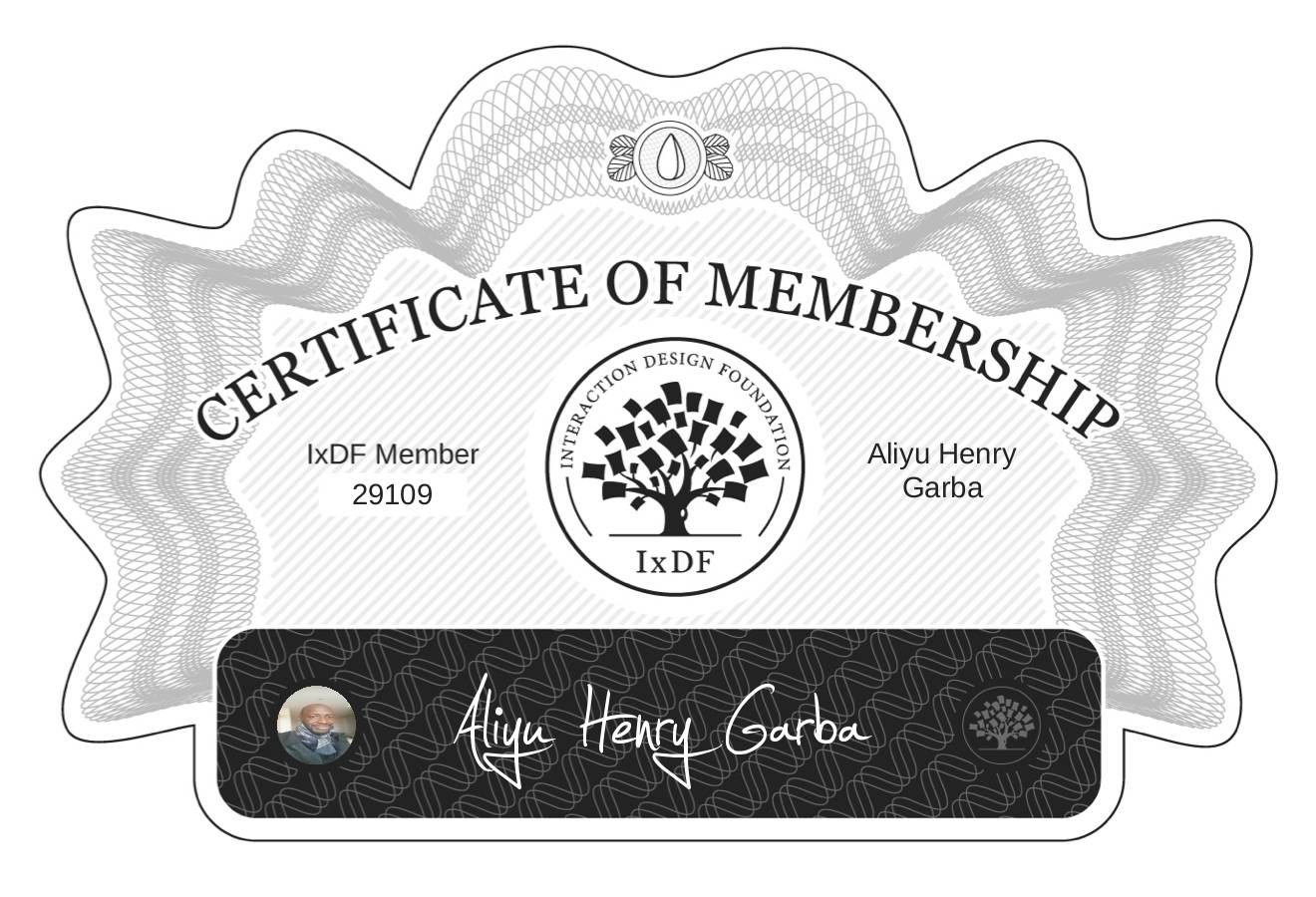 Certificate of Membership – Aliyu Henry Garba