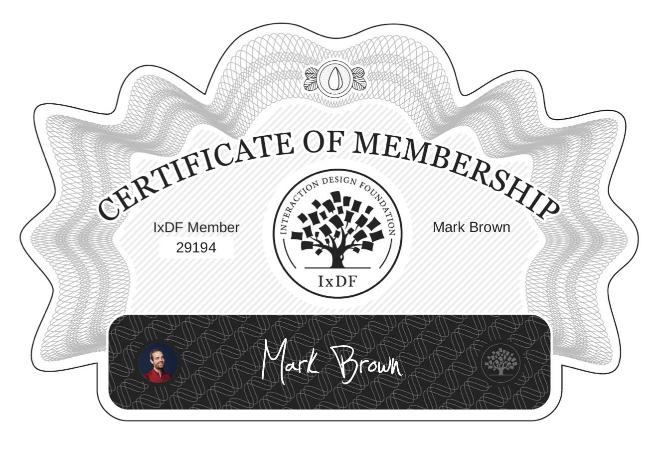 Certificate of Membership – Mark Brown