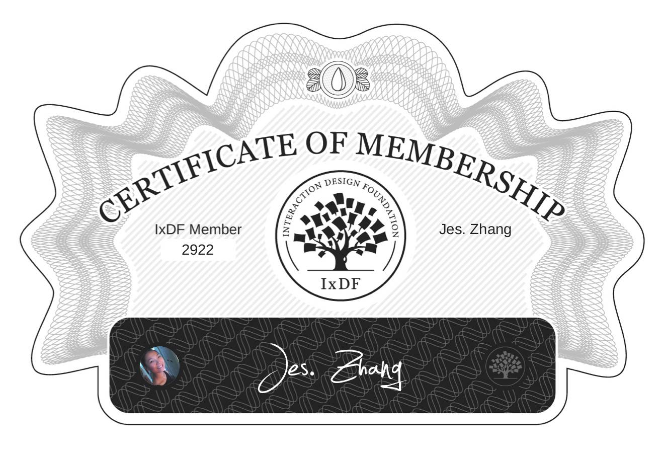 Certificate of Membership – Jes. Zhang