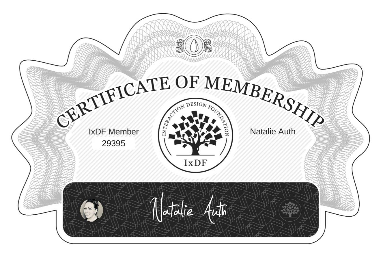 Certificate of Membership – Natalie Auth