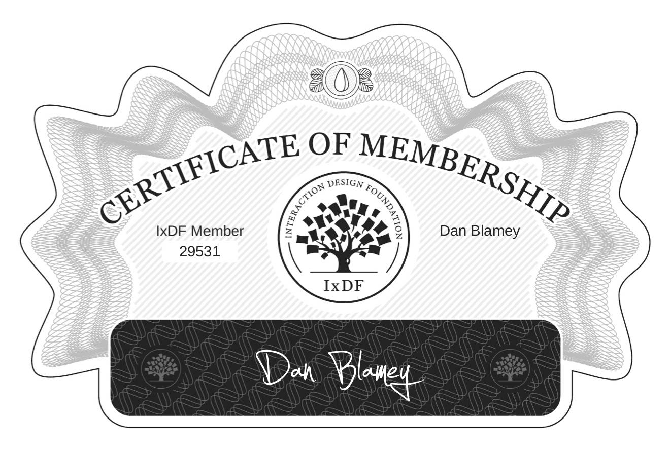 Certificate of Membership – Dan Blamey