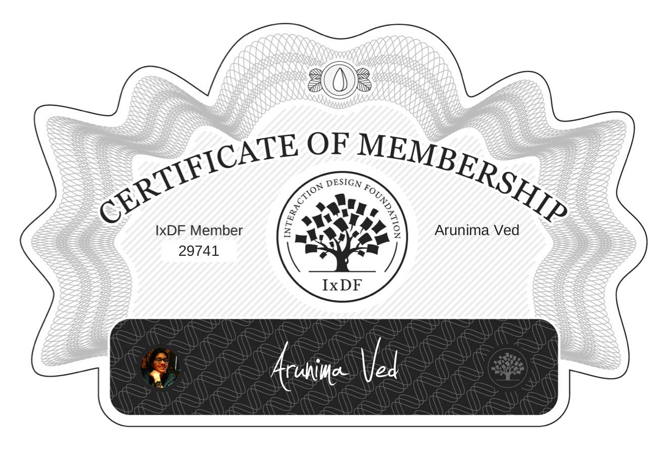 Certificate of Membership – Arunima Ved