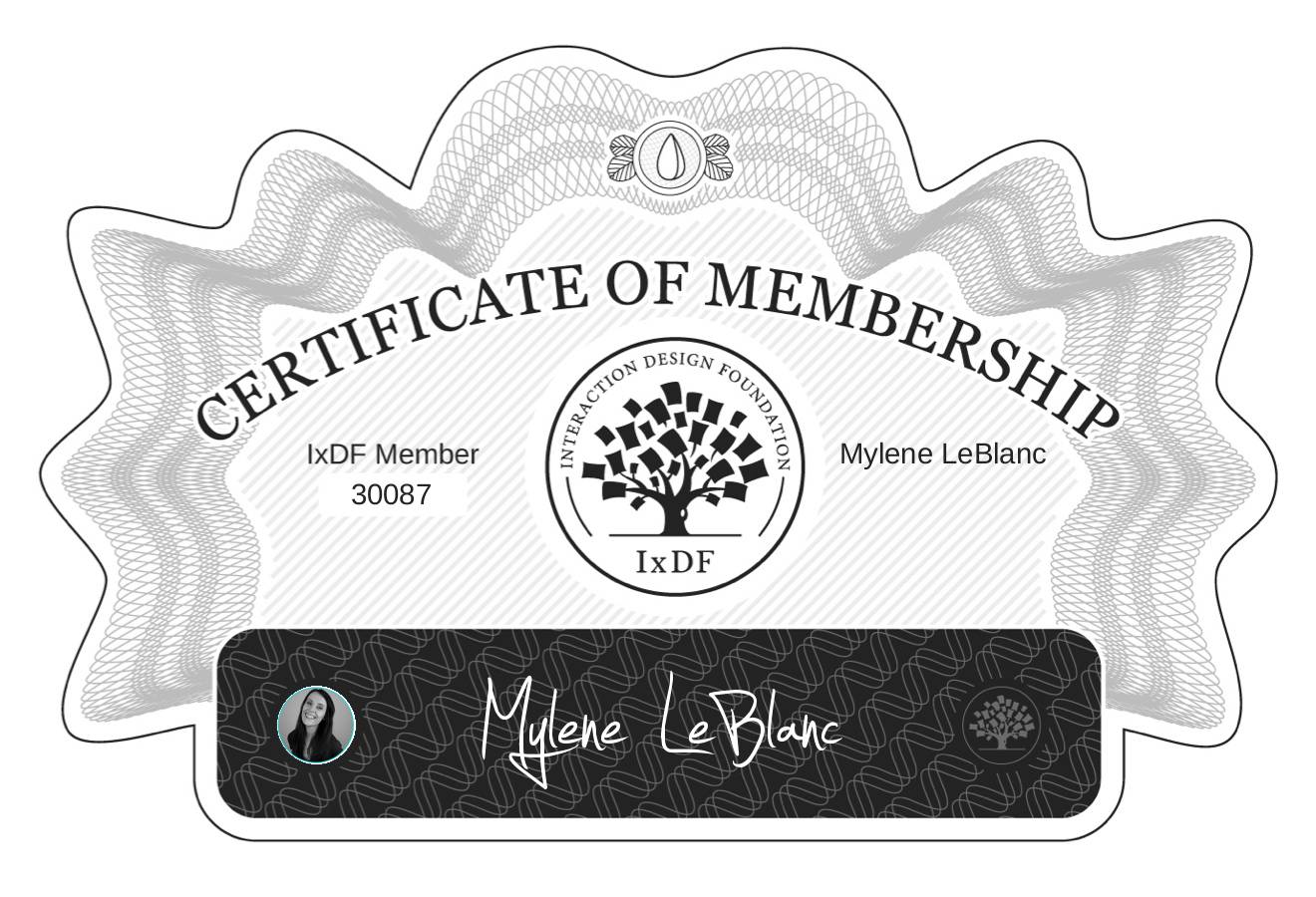 Certificate of Membership – Mylene LeBlanc