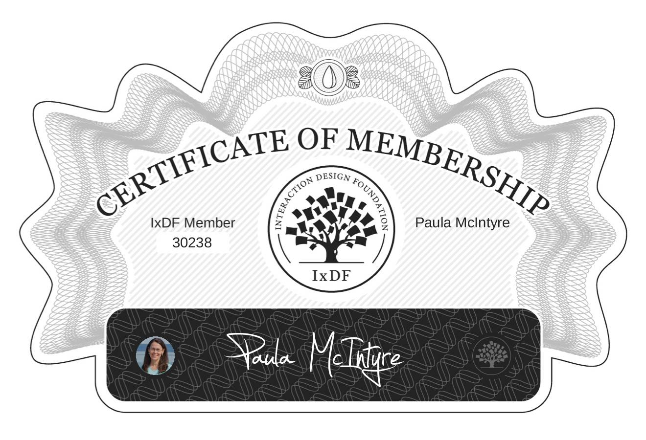 Certificate of Membership – Paula McIntyre