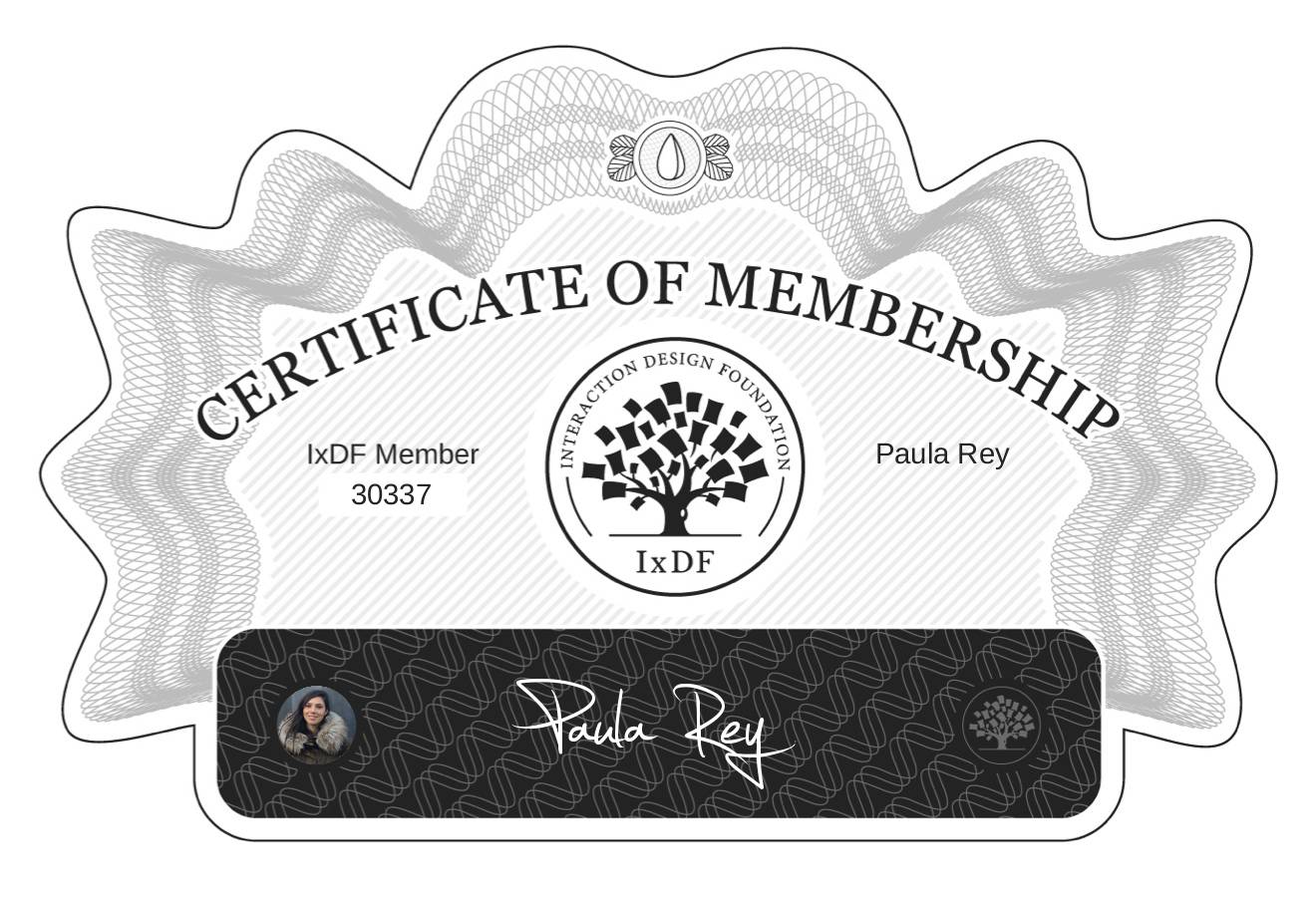 Certificate of Membership – Paula Rey