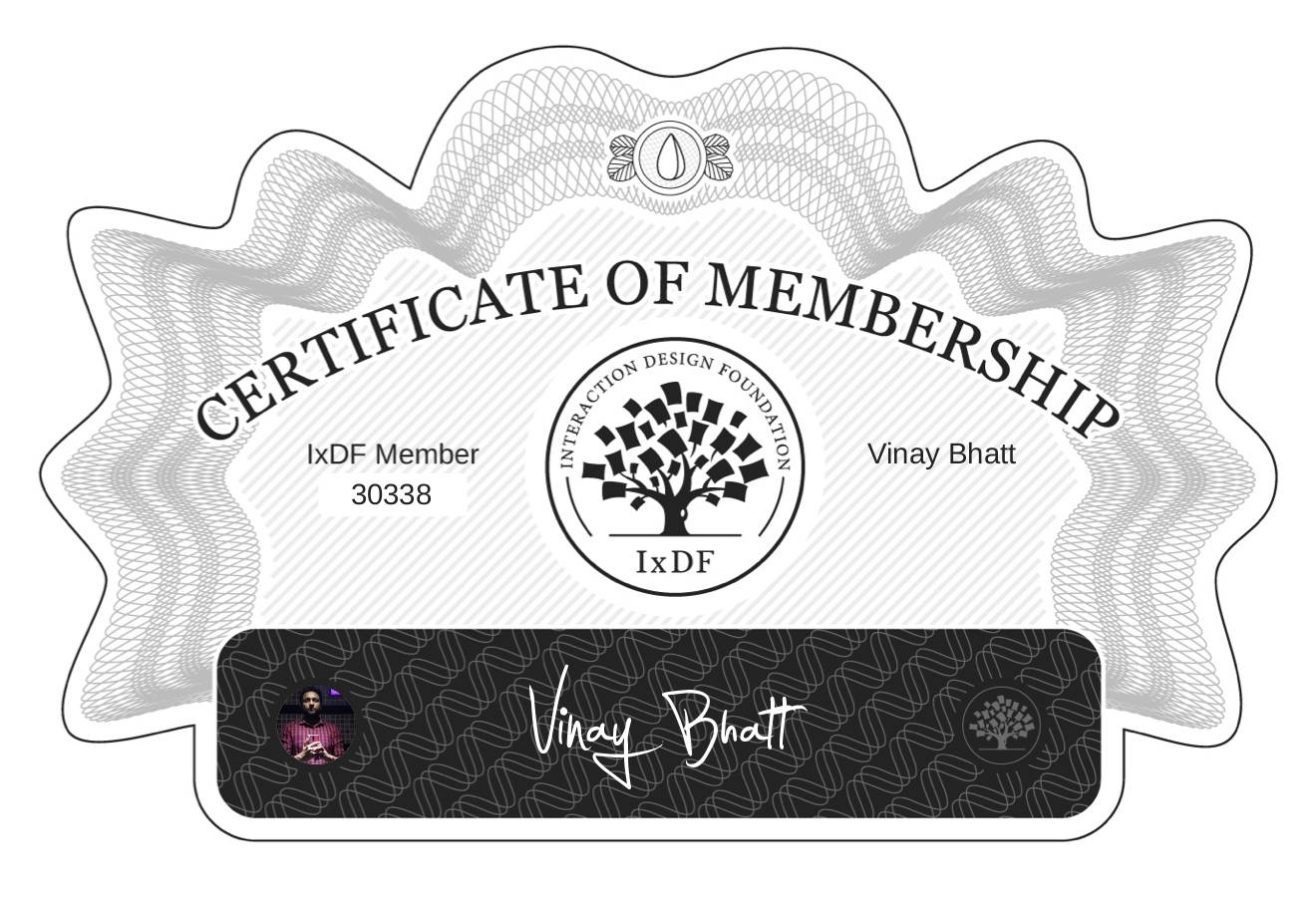 Certificate of Membership – Vinay Bhatt