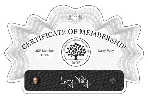 Certificate of Membership – Larry Pelty