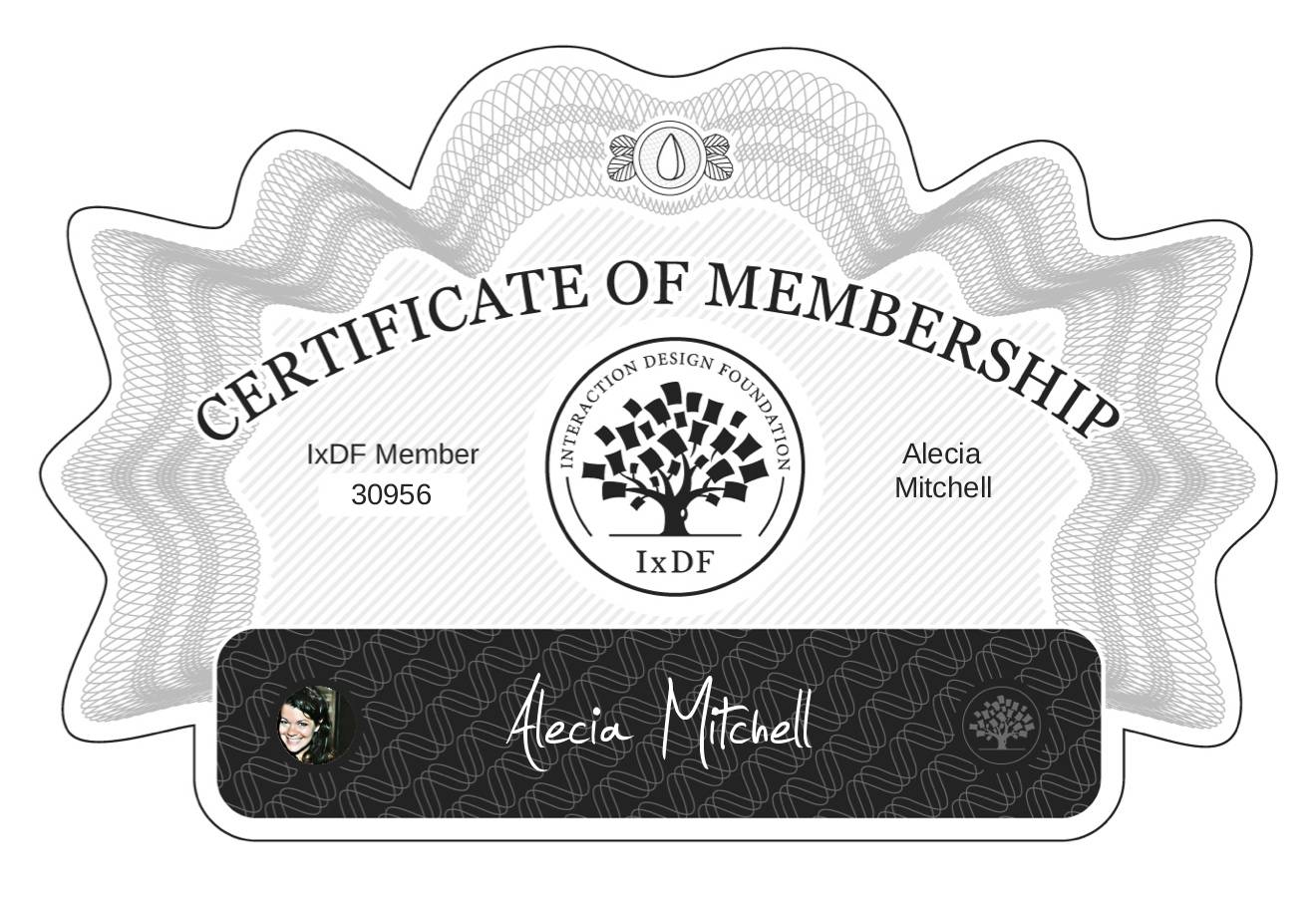 Certificate of Membership – Alecia Mitchell