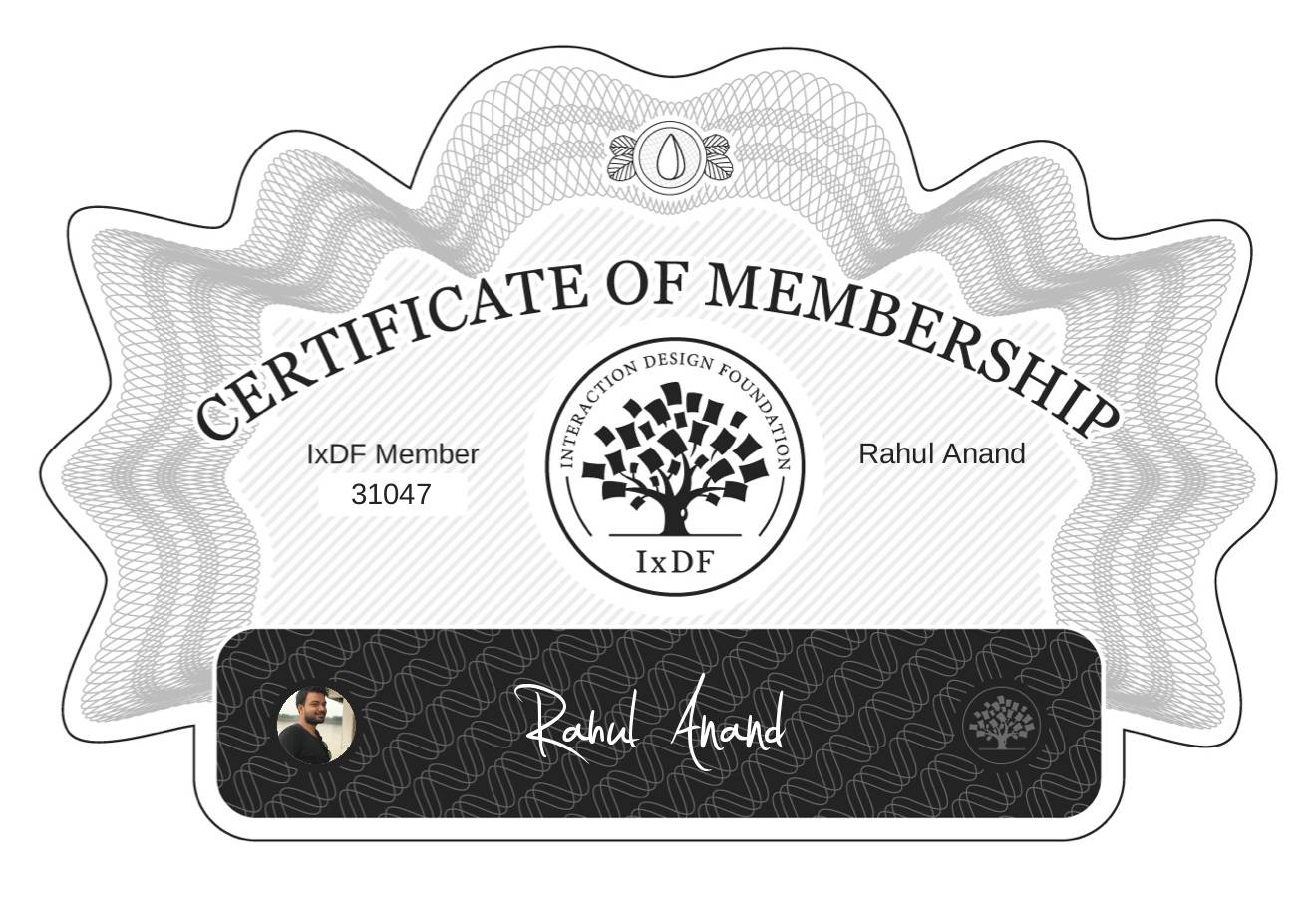 Certificate of Membership – Rahul Anand